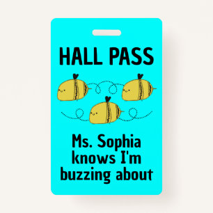 Cute Customisable Hall Pass Bumble Bee Team Spirit ID Badge
