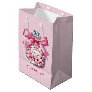 Cute customisable it's a girl baby shower medium gift bag