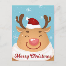 Cute Customisable Merry Christmas Reindeer Card