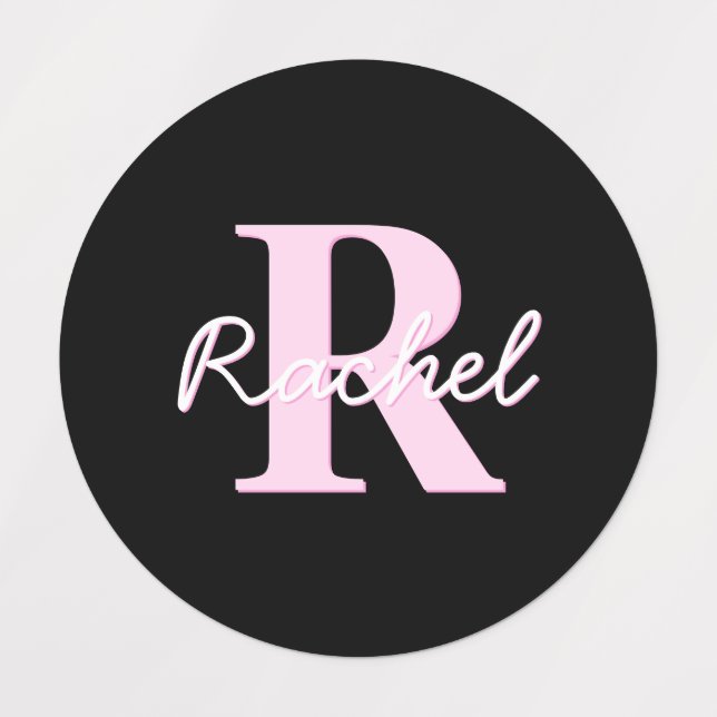 Cute Customisable Monogram | Light Pink & Black (Design 1)