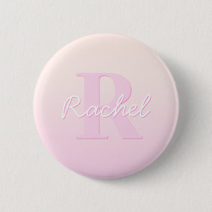 Cute Customisable Monogram Peach & Pink Ombre 6 Cm Round Badge