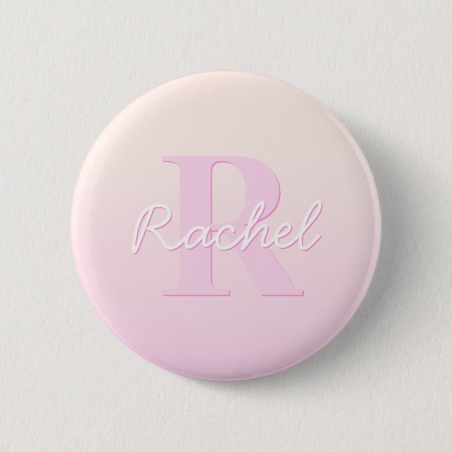 Cute Customisable Monogram | Peach & Pink Ombre 6 Cm Round Badge (Front)