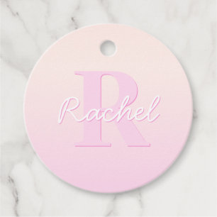 Cute Customisable Monogram Peach & Pink Ombre Favour Tags