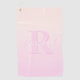 Cute Customisable Monogram   Peach & Pink Ombre Golf Towel
