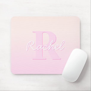 Cute Customisable Monogram   Peach & Pink Ombre Mouse Mat