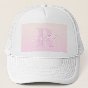 Cute Customisable Monogram   Peach & Pink Ombre Trucker Hat
