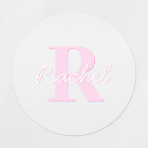 Cute Customisable Monogram   Pink Ombre & Grey