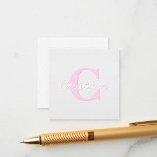 Cute Customisable Monogram Pink Ombre & Grey Enclosure Card