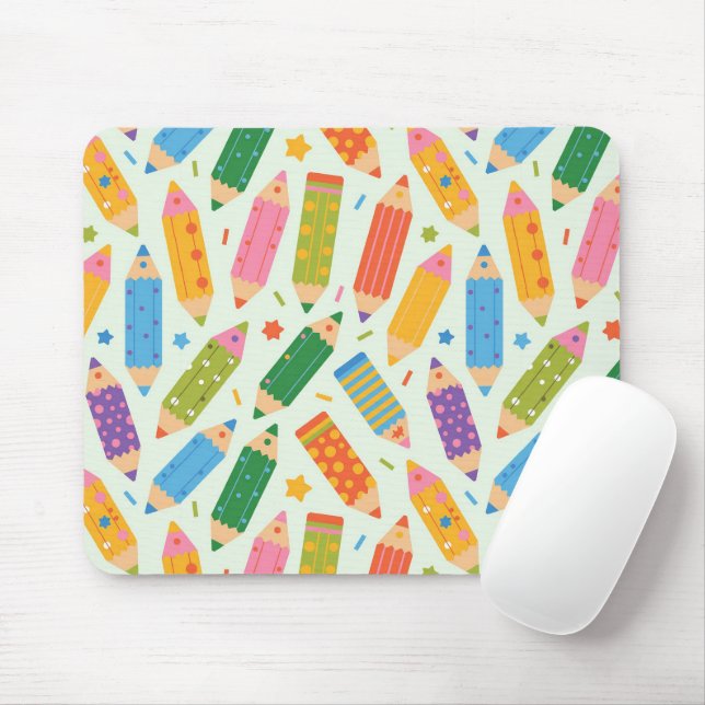 Cute Customisable Pencil Print Mouse Mat (With Mouse)
