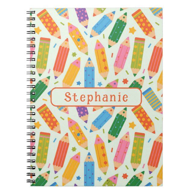 Cute Customisable Pencil Print Notebook (Front)