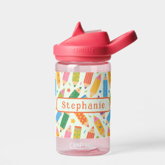 Cute Customisable Pencil Print Water Bottle