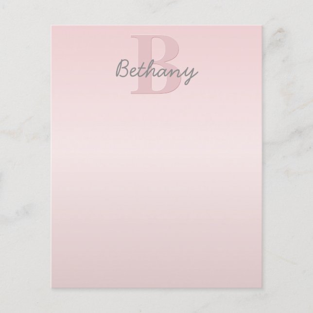 Cute Customisable Pink Monogram & Your Name Script (Front)