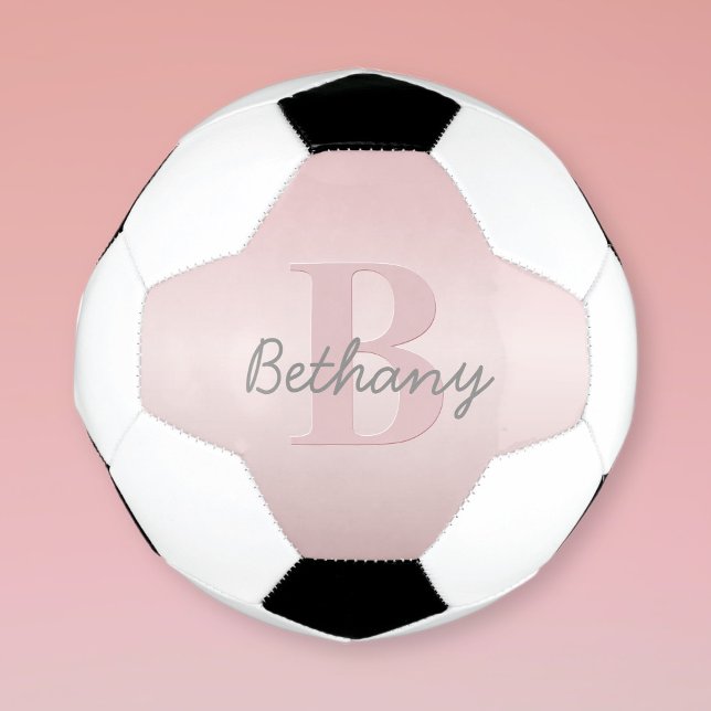 Cute Customisable Pink Monogram & Your Name Script Football (Creator Uploaded)