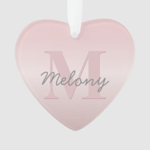 Cute Customisable Pink Monogram & Your Name Script Ornament
