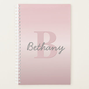 Cute Customisable Pink Monogram & Your Name Script Planner