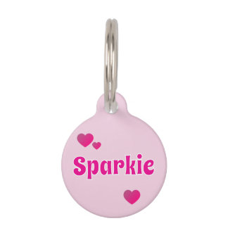 Cute Customisable Pink Playful Dog Cat Pet Tag