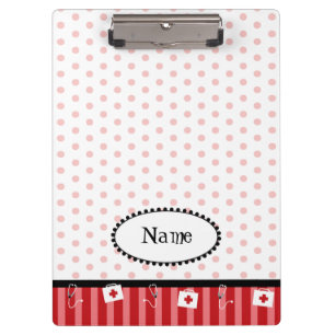 Cute, customisable, red, medical clipboard