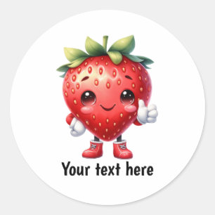 Cute customisable strawberry fruit classic round sticker