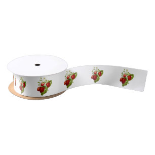 Cute Customisable Strawberry Gift Wrapping  Satin Ribbon
