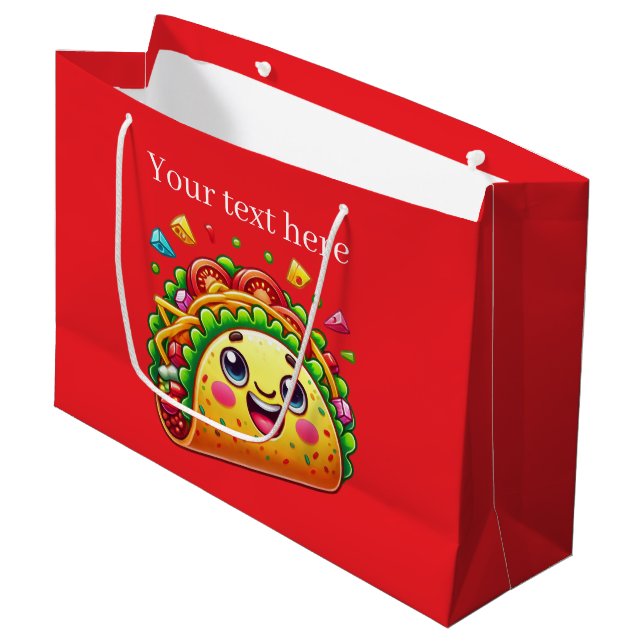 Cute customisable taco party large gift bag (Front Angled)