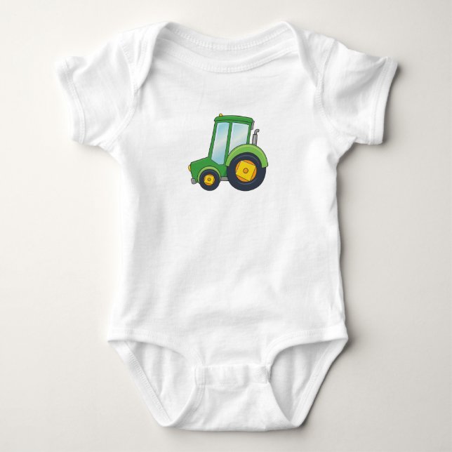 Cute Customisable Tractor Baby Bodysuit (Front)