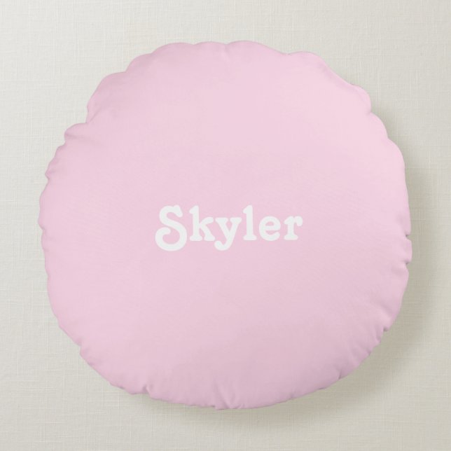 "cute" customise change name light pink round cushion (Front)