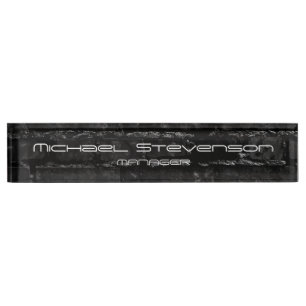 Cute Customise Text Black Professional Nameplate