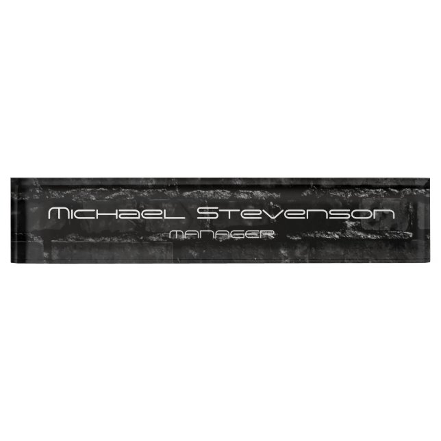 Cute Customise Text Black Professional Nameplate (Front)