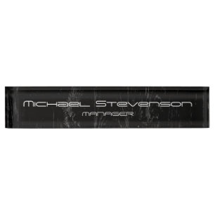Cute Customise Text Black Professional Nameplate