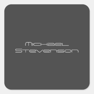 Cute Customise Text Black & White Modern Plain Square Sticker