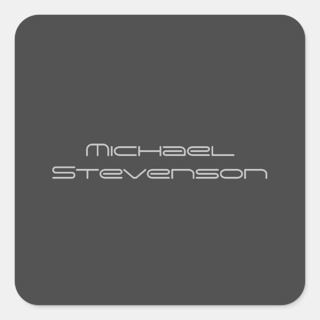 Cute Customise Text Black & White Modern Plain Square Sticker (Front)