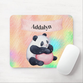 Cute Customised Baby Panda Bear Watercolor Pastel Mouse Mat