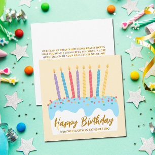 Cute Customised Business Happy Birthday Card