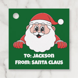 Cute Customised From Santa Claus Green Favour Tags