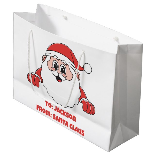 Cute Customised From Santa Claus Large Gift Bag (Front Angled)