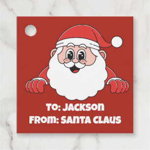 Cute Customised From Santa Claus Red Favour Tags