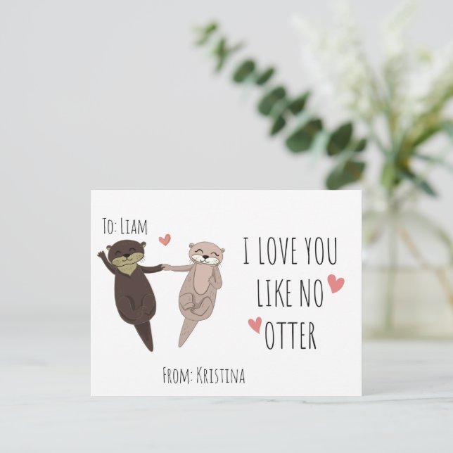 Cute Customised I love you like no otter Postcard (Standing Front)