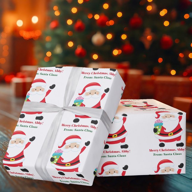 Cute Customised Santa Claus Kids Christmas Wrapping Paper (Creator Uploaded)