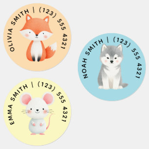 Cute Customizable Animals Kid's Labels
