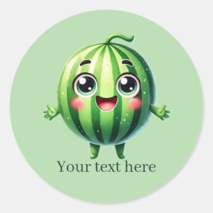 Cute customizable business Watermelon Classic Round Sticker