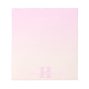 Cute Customizable Monogram   Peach & Pink Ombre Notepad