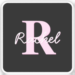 Cute Customizable Monogram   Pink Ombre & Gray