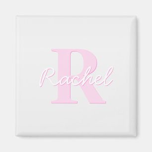 Cute Customizable Monogram   Pink Ombre & Gray Magnet