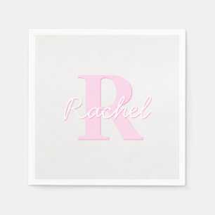 Cute Customizable Monogram   Pink Ombre & Gray Napkin
