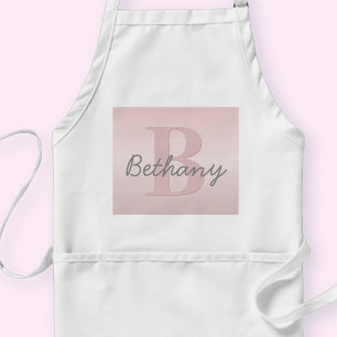 Cute Customizable Pink Monogram & Your Name Script Standard Apron