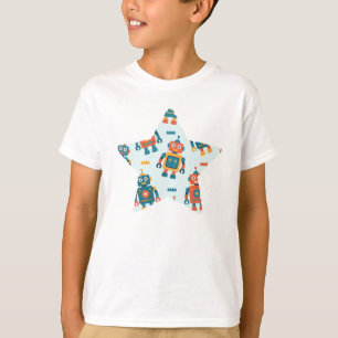 Cute Customizable Robot Print T-Shirt