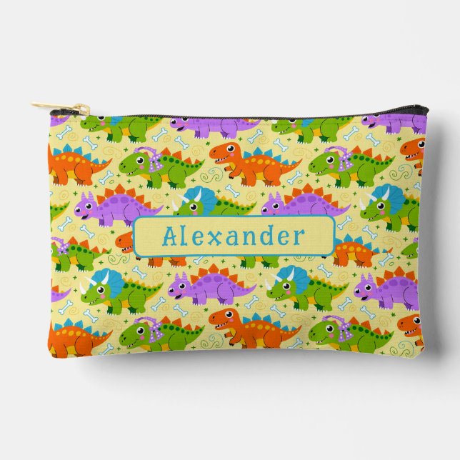 Cute CustomizableDinsosaur Print Binder Accessory Pouch (Front)