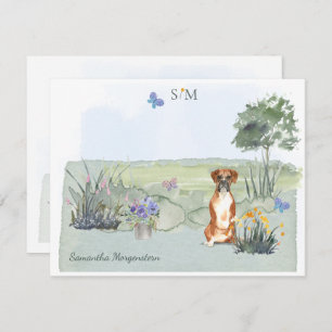 Cute Cute Boxer Dog Butterfly Monogram and Name  Card