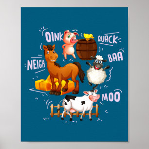 Cute Cute Farm Animals Sounds Poster