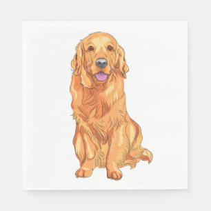 Cute Cute Puppy Golden Retriever Dog Party Napkin
